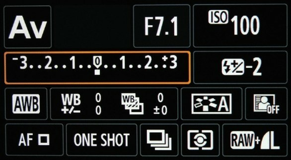 图片中橙色框中的就是曝光补偿标尺
